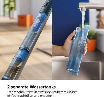 2026 Philips OneUp 5000 Serie Elektrischer Wischmopp - 2X sauberere Böden², 2X schnelleres Wischen, Zwei Feuchtigkeitseinstellungen für Harte & empfindliche Böden, Kabellos mit 360° Drehgelenk (XV5113/01)