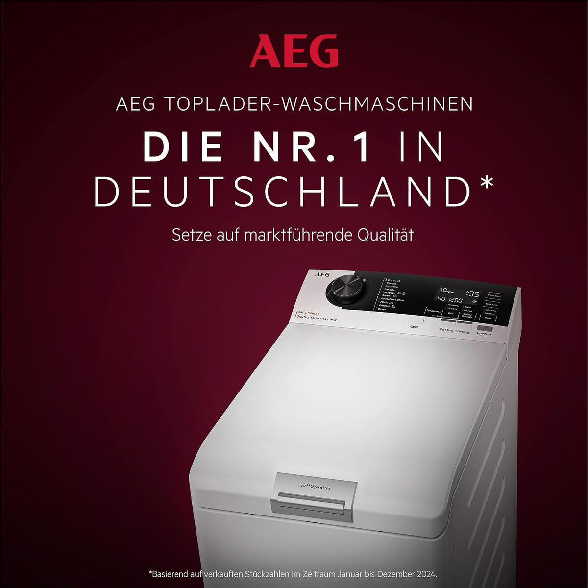 2026 AEG Waschmaschine Toplader, 40 cm, Testsieger Stiftung Warentest, 6 kg, Serie 7000 ProSteam-Dampf-Programm – Weniger Bügeln & mehr Frische, Mengenautomatik, Inverter Motor, 1200 U/min, LTR7A70260