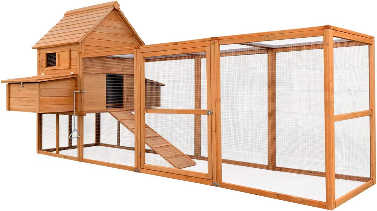 2026 Wiltec Hühnerstall 3100 x 1500 x 1500 mm braun mit Freilauf und Nistkästen aus Holz, Hühnerhaus mit Unterschlupf, Gitter und Kotwanne verzinkt