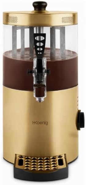 2026 H.Koenig Spender für heiße Schokolade SHK804, Edelstahl, 1200 W, abnehmbarer Behälter mit 3 l, Thermotast, verstellbar, Warmhaltefunktion, Tropfschutz, spülmaschinengeeignet