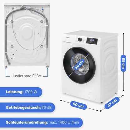 2026 Bomann Waschmaschine 7kg | max. 1400 U/min | 10 Jahre Motor-Garantie | effizienter, leiser & langlebiger Invertermotor | 15 Programme | Endzeitvorwahl | LED-Display | Washing Machine | WA 7175 wei