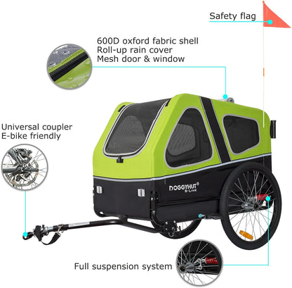 2026 Doggyhut S-Line XL Hundeanhänger & Hundebuggy mit Federung 2 in 1 Hunde Fahrradanhänger Jogger gefedert bis 45 kg