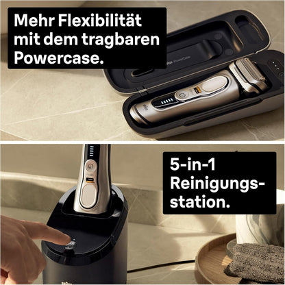 2026 Braun Series 9 Pro Premium Rasierer Herren mit 4+1 Scherkopf, Elektrorasierer & ProLift Trimmer, PowerCase, 5-in-1 Reinigungsstation, 60 Min Laufzeit, Made in Germany, 9477cc, silber