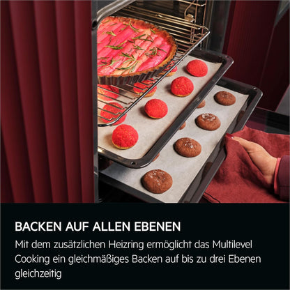 2026 AEG Einbaubackofen – Serie 5 Ringheißluft: Gleichmäßige Garergebnisse auf 3 Ebenen – Pyrolyse Selbstreinigung – 25 Automatikprogramme – LED-Touchdisplay – Schnellaufheizung – Schwarz – BPE53516AB