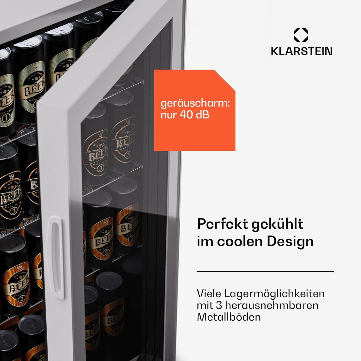 2026 Klarstein Mini Kühlschrank mit Glastür für Zimmer, Getrnkekühlschrank mit Verstellbaren Ablagen, Kleiner 80 Liter, Indoor/Outdoor Kühlschrank Leise