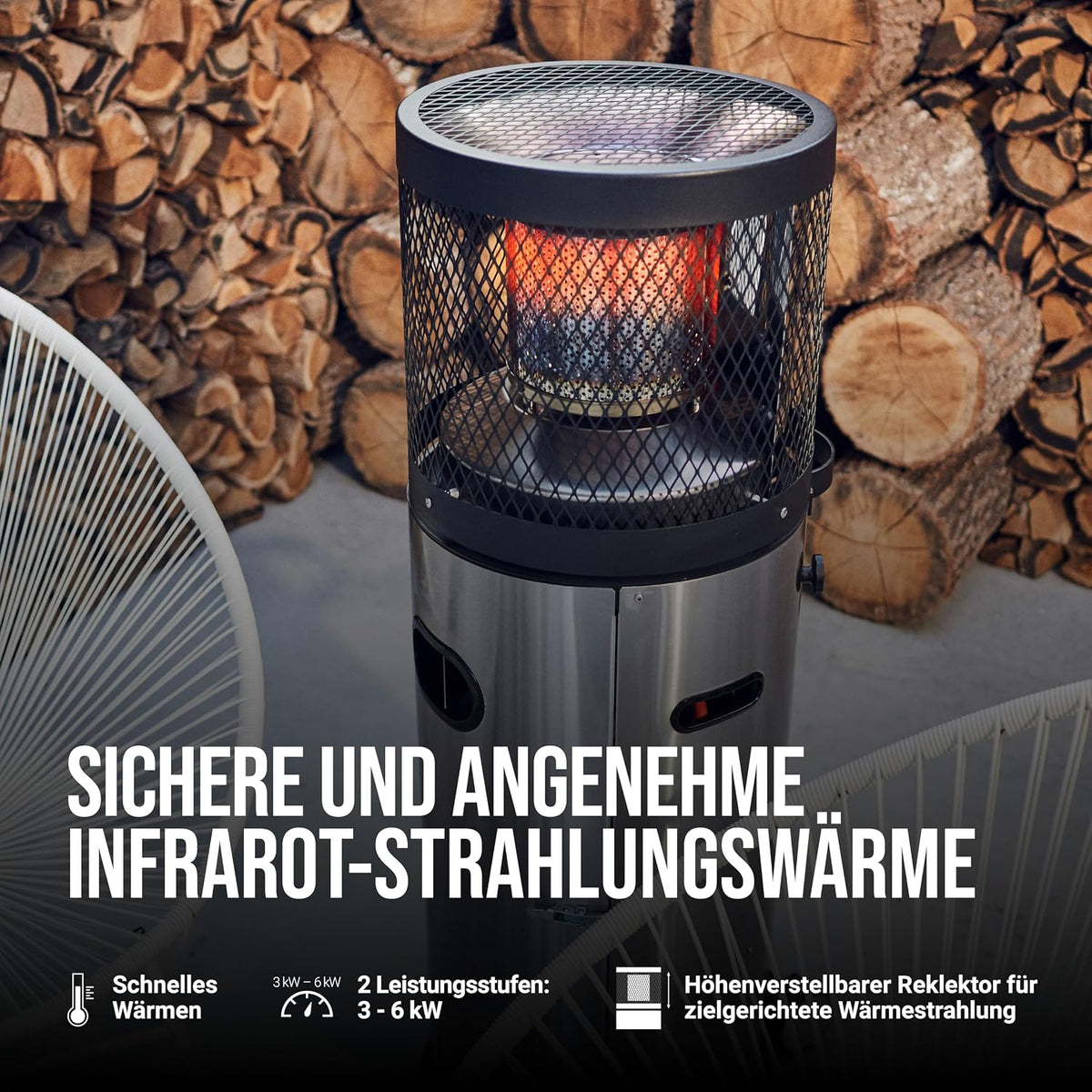 2026 Enders® Terrassenheizer Gas POLO 2.0, Gas-Heizstrahler, Terrassenstrahler mit stufenloser Regulierung, ENDUR Reflektionssystem, Transporträder, Umkippsicherung #5461