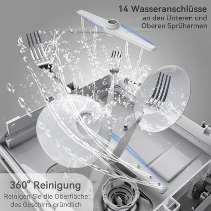 2026 Hermitlux Mini Geschirrspüler, Spülmaschine für 4 Bestecksätze, 5 Liter Wassertank, 6 Programme Mini Tischgeschirrspüler, Perfekt für Wohnungen, Schlafsäle, Camping, Weiß