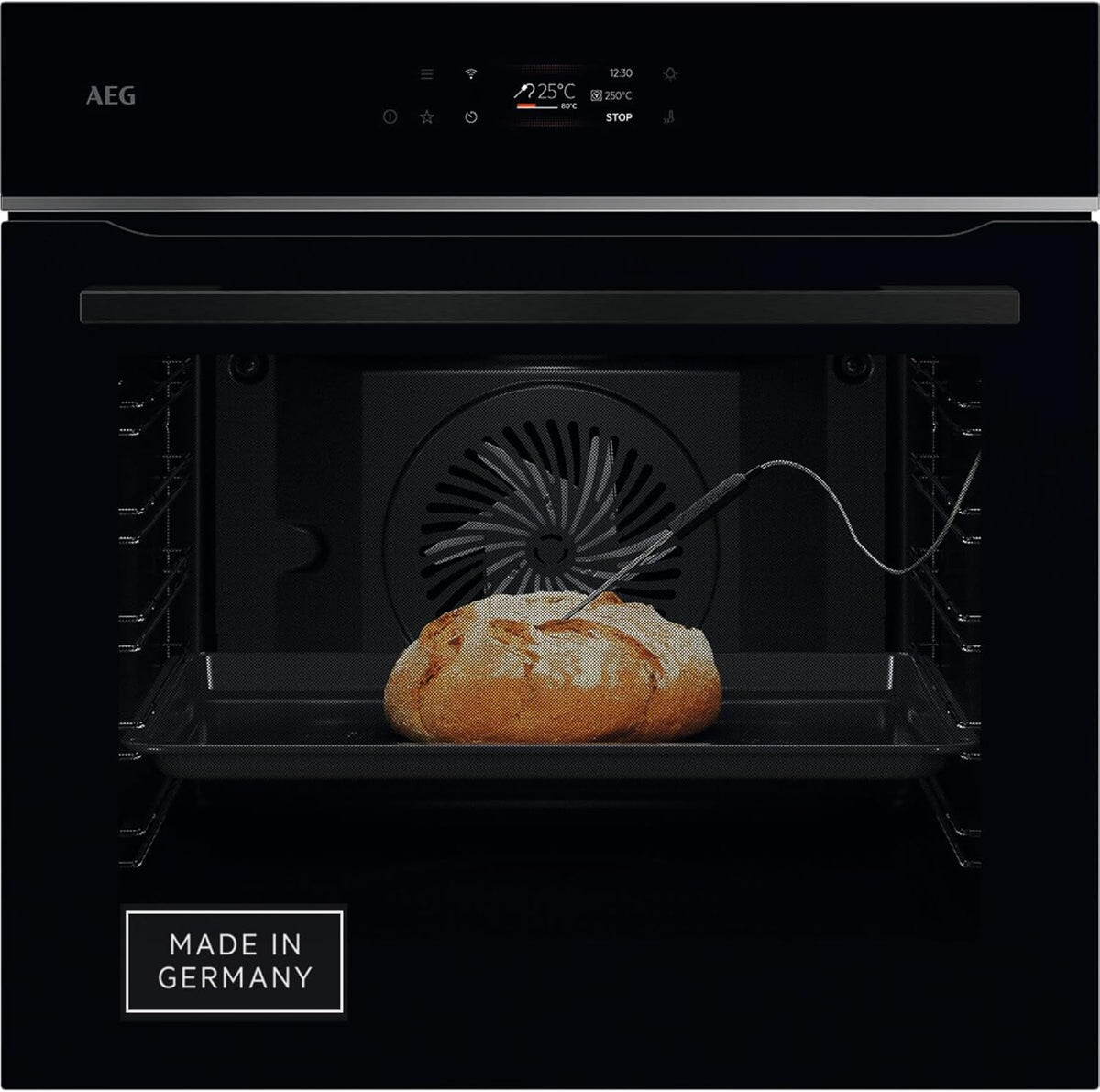 2026 AEG Einbaubackofen – Serie 5 Ringheißluft: Gleichmäßige Garergebnisse auf 3 Ebenen – Pyrolyse Selbstreinigung – 25 Automatikprogramme – LED-Touchdisplay – Schnellaufheizung – Schwarz – BPE53516AB