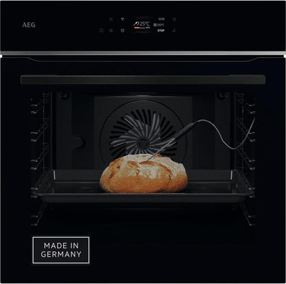 2026 AEG Einbaubackofen – Serie 5 Ringheißluft: Gleichmäßige Garergebnisse auf 3 Ebenen – Pyrolyse Selbstreinigung – 25 Automatikprogramme – LED-Touchdisplay – Schnellaufheizung – Schwarz – BPE53516AB