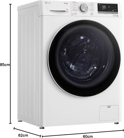 2026 LG F4WV7080, Klasse A, Frontlader-Waschmaschine 8 kg, 1400 U/Min, AI Direct Drive, Wi-Fi, Tiefenreinigung mit Dampf, Groe Kapazitt, TRIPLE A, Auentür aus Sicherheitsglas, 62 x 60 x 85 cm Wei