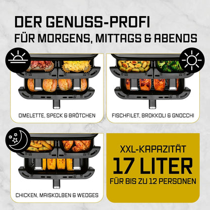2026 GOURMETmaxx FryUp3 Vertikale Heißluftfritteuse 3 Kammern