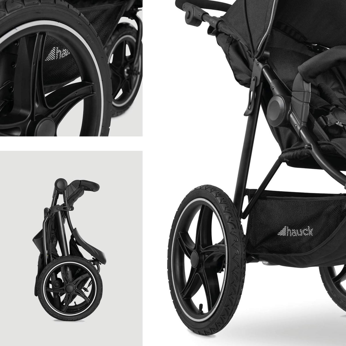 2026 hauck Kinderwagen Runner 2, Dreirad Buggy mit XL Lufträder für Kinder bis 22 kg, UV-Schutz 50+, Belüftungsfenster, Höhenverstellbar, Faltbar, XL Korb bis 3 kg, Liegefunktion (Black)