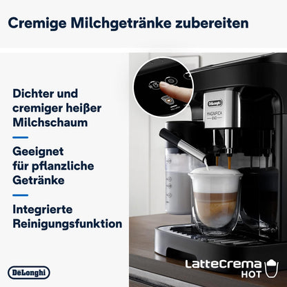 2026 De'Longhi Magnifica Evo ECAM 292.81.B Kaffeevollautomat mit LatteCrema Milchsystem, 7 Direktwahltasten für Cappuccino, Espresso und weitere Kaffeespezialitäten, 2-Tassen-Funktion, Schwarz