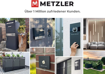 2026 Metzler Mülltonnenbox in Anthrazit & Holzoptik 2er 240L, Mülltonnenverkleidung 2 Tonnen, witterungsbeständiger und pulverbeschichteter Stahl mit Automatikdeckel, abschließbar, Garten- und Müllbox