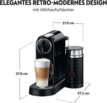 2026 Nespresso De'Longhi EN267.BAE Citiz Kaffeemaschine mit Milchaufschäumer, Energiesparfunktion, 1710W, 1 Liter, 37.2 x 21.8 x 27.7 cm, Schwarz