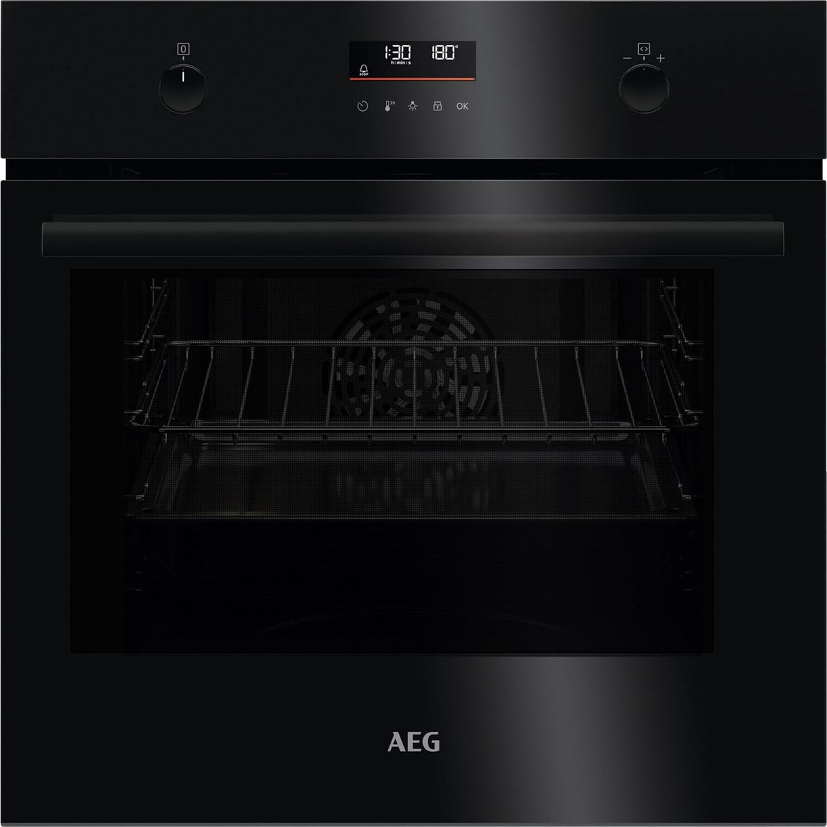 2026 AEG Einbaubackofen – Serie 5 Ringheißluft: Gleichmäßige Garergebnisse auf 3 Ebenen – Pyrolyse Selbstreinigung – 25 Automatikprogramme – LED-Touchdisplay – Schnellaufheizung – Schwarz – BPE53516AB