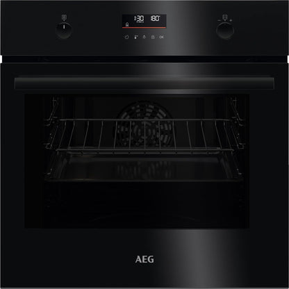 2026 AEG Einbaubackofen – Serie 5 Ringheißluft: Gleichmäßige Garergebnisse auf 3 Ebenen – Pyrolyse Selbstreinigung – 25 Automatikprogramme – LED-Touchdisplay – Schnellaufheizung – Schwarz – BPE53516AB