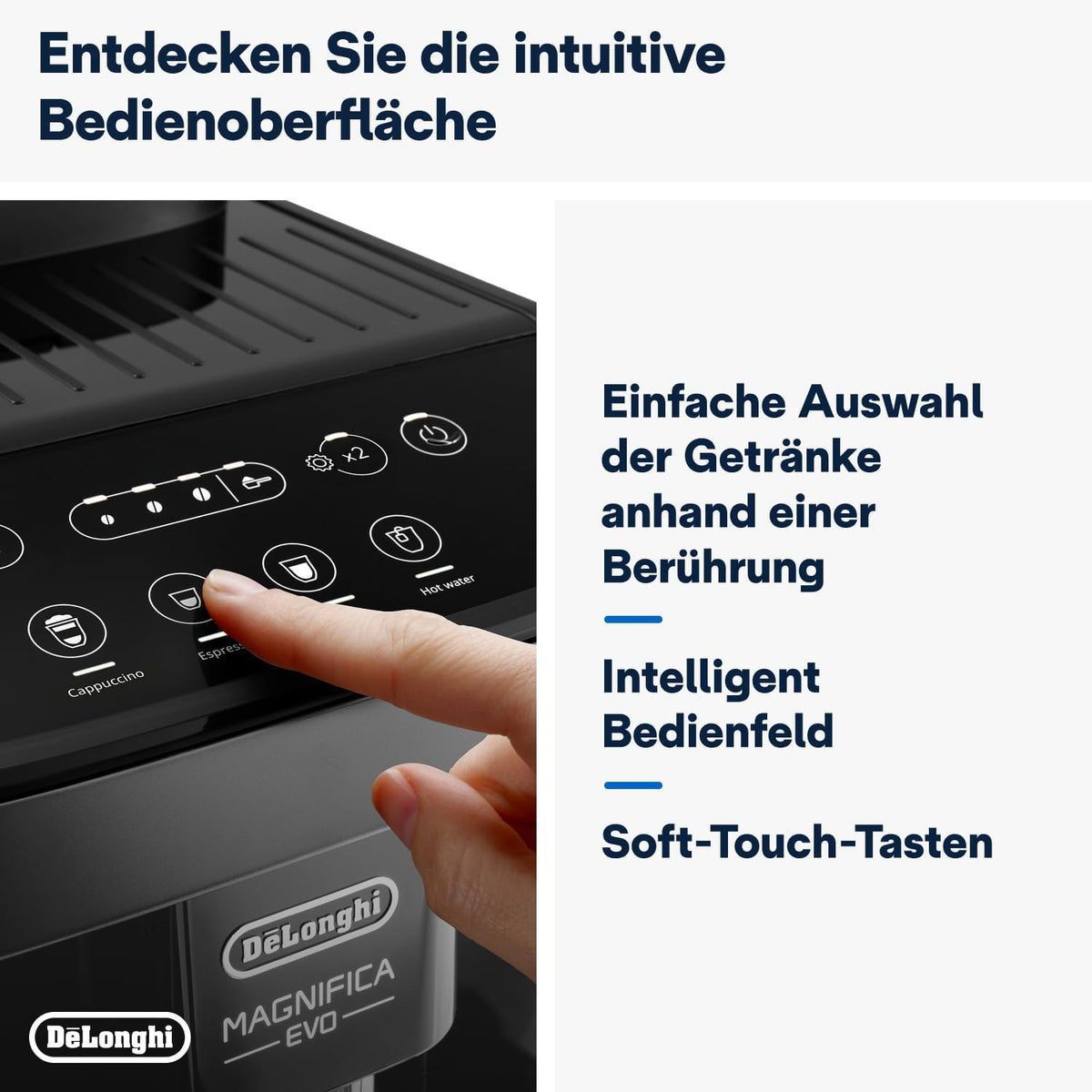 2026 De'Longhi Magnifica Evo ECAM 292.81.B Kaffeevollautomat mit LatteCrema Milchsystem, 7 Direktwahltasten für Cappuccino, Espresso und weitere Kaffeespezialitäten, 2-Tassen-Funktion, Schwarz