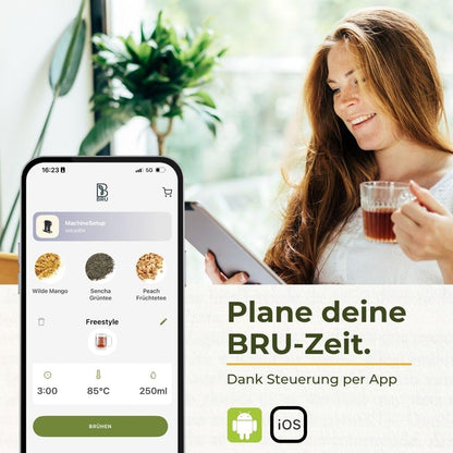 2026 BRU Teeautomat für losen Tee, Kräuter & Teebeutel – Heißwasserspender & Teemaschine in einem, ohne Kapseln, filtriertes Wasser auf Knopfdruck, automatisches Reinigungssystem