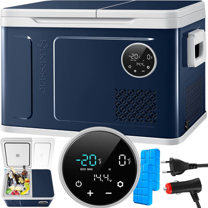 2026 KESSER Kompressor Kühlbox 2in1 Doppelzone Kühl & Gefrierfach elektrische Gefrierbox mit 2x Kühlakkus & LED-Touch-Bedienung | Kühlschrank Kühlung bis -20 °C für Camping, Auto, Lkw 12/24V 230V