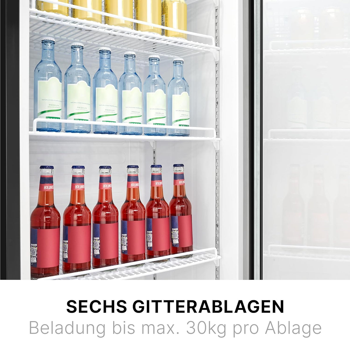 2026 Bomann Kühlschrank mit Glastür | Getränkekühlschrank abschließbar | 6 höhenverstellbare Ablagen | 30kg je Ablage | 347 Liter | Kühlschrank groß | Flaschenkühlschrank m. LED-Licht | KSG 7351 schwarz