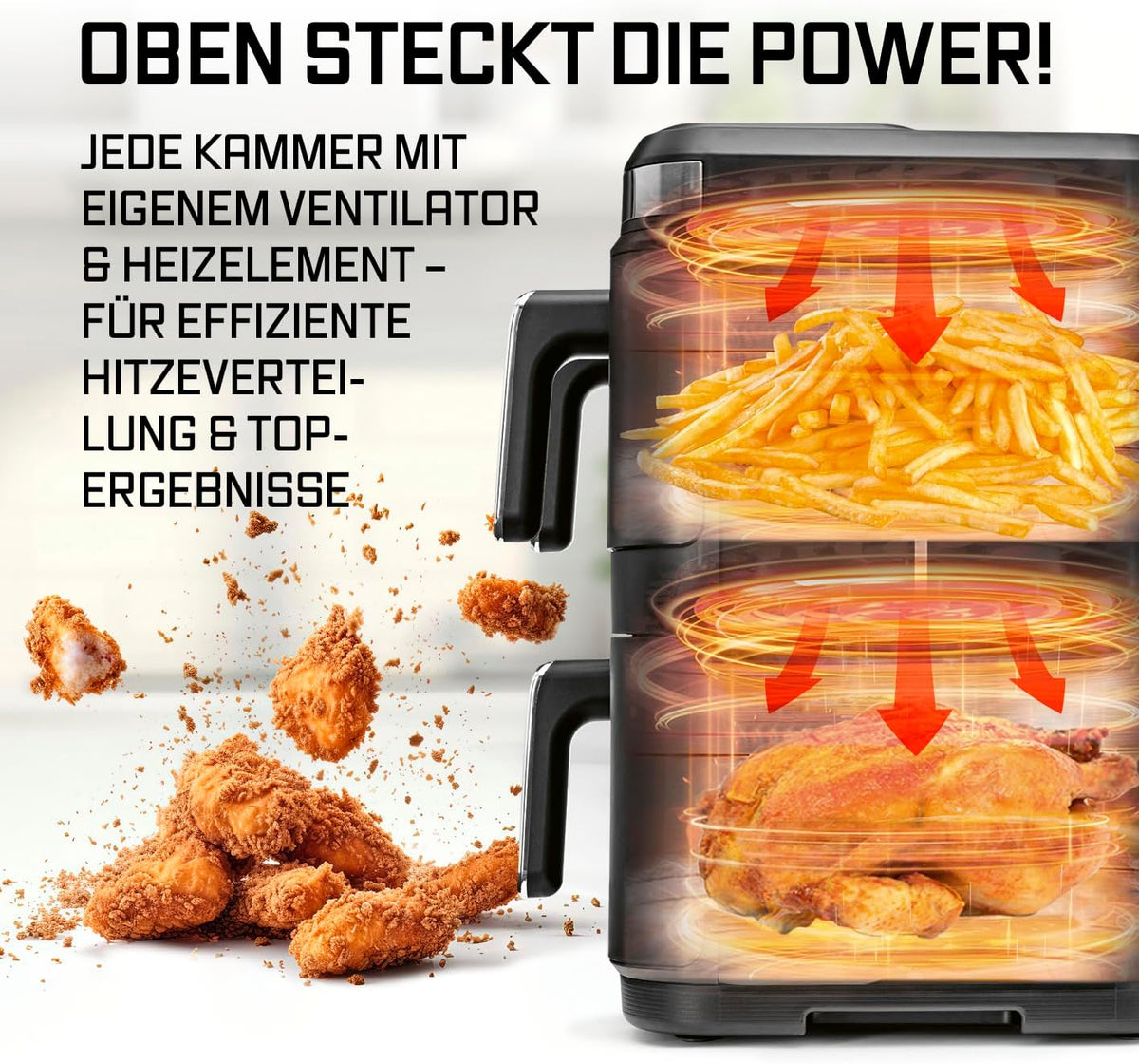 2026 GOURMETmaxx FryUp3 Vertikale Heißluftfritteuse 3 Kammern