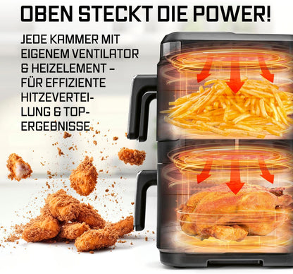 2026 GOURMETmaxx FryUp3 Vertikale Heißluftfritteuse 3 Kammern