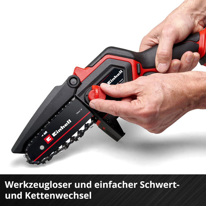 2026 Einhell Akku-Astkettensäge GE-PS 18/15 Li BL Kit Power X-Change (18 V, Brushless, 12,5 cm Schnittlänge, werkzeugloser Schwert-/Kettenwechsel, inkl. 2,5 Ah Akku, Ladegerät, E-Case S-F)