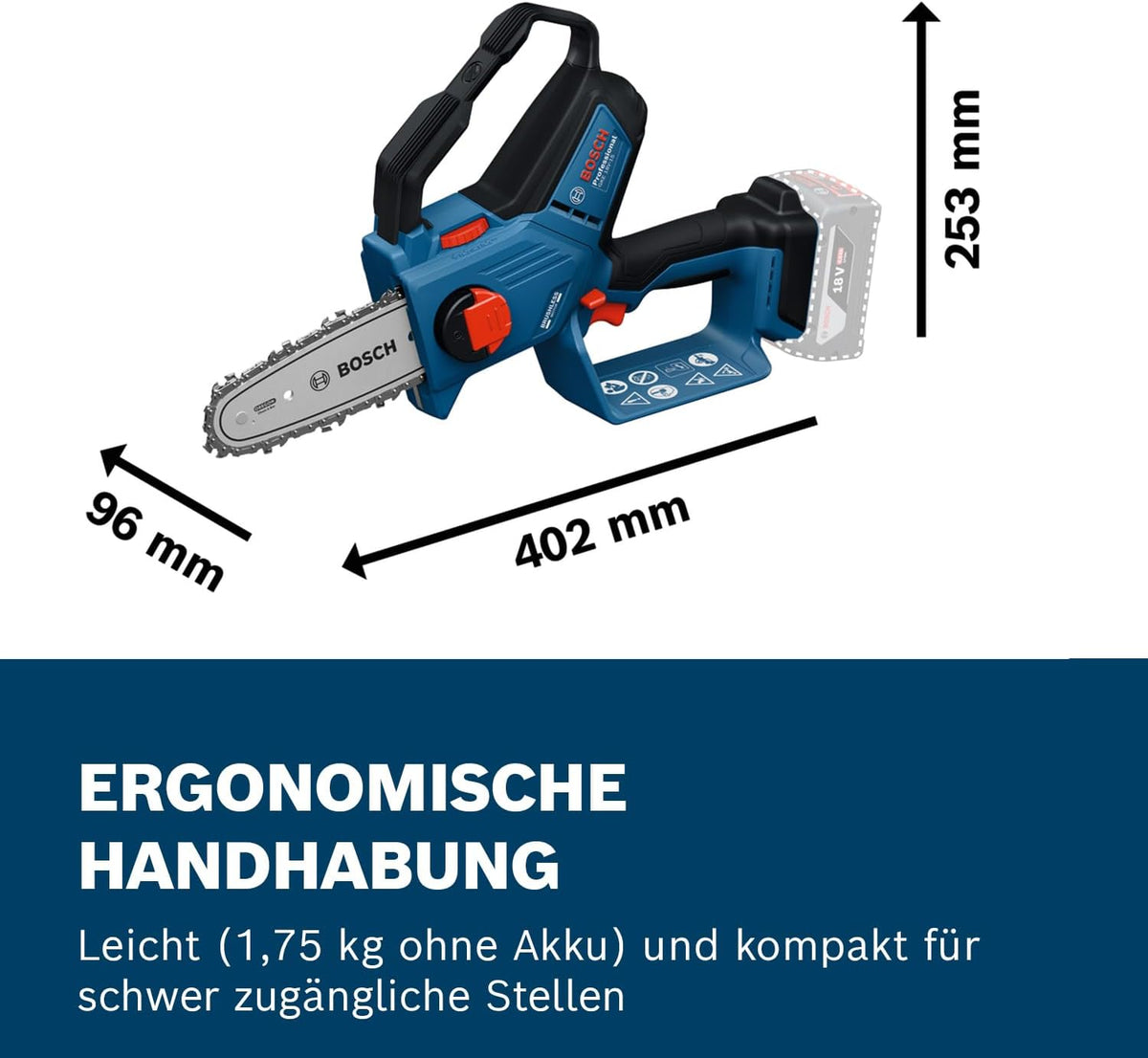 2026 Bosch Professional 18V System Astsäge GKE 18V-15 (bis zu 350 Schnitte pro Akku-Ladung, Schneiden bis 13 cm, bürstenloser Motor, inkl. Schwertschutz 15 cm, ohne Akku)