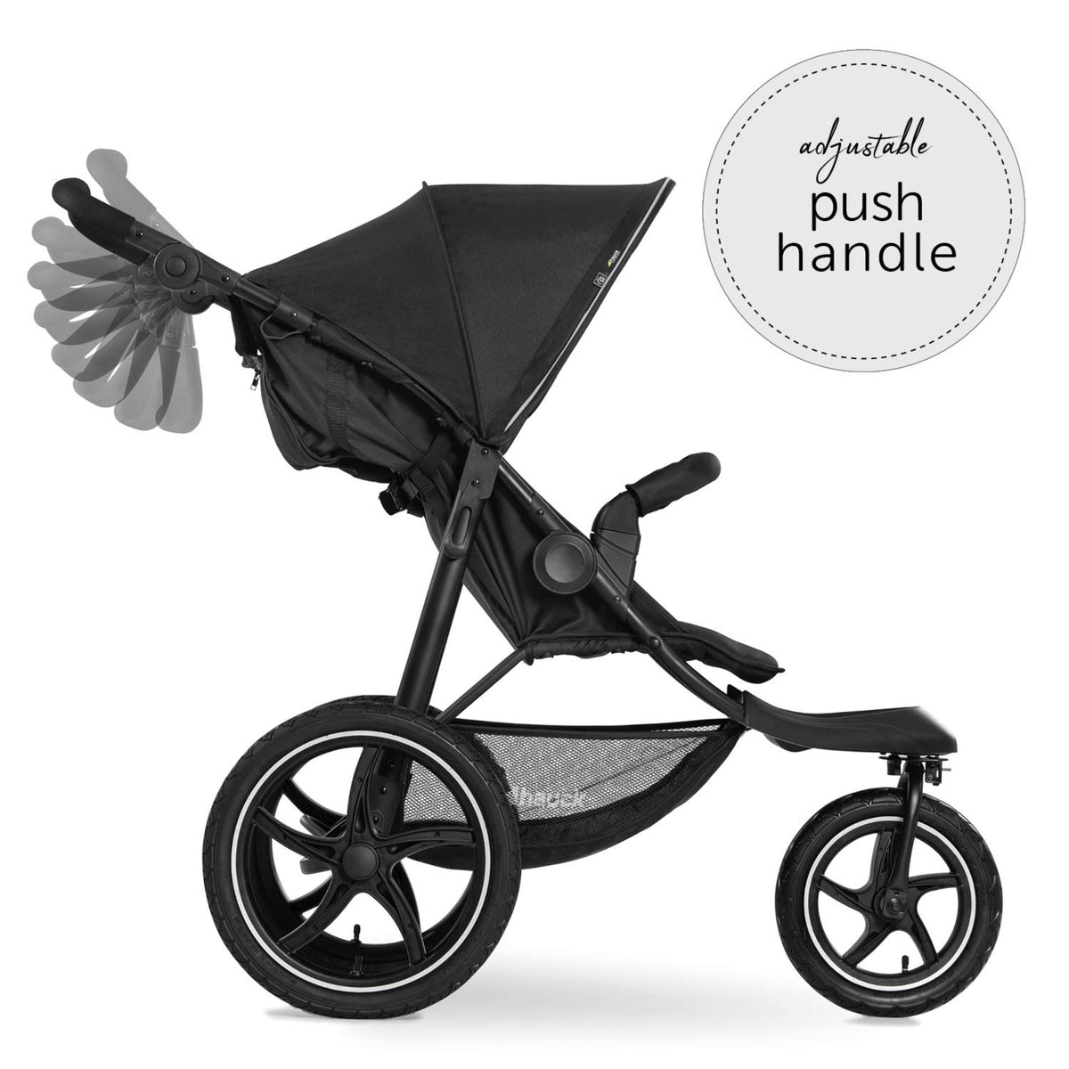 2026 hauck Kinderwagen Runner 2, Dreirad Buggy mit XL Lufträder für Kinder bis 22 kg, UV-Schutz 50+, Belüftungsfenster, Höhenverstellbar, Faltbar, XL Korb bis 3 kg, Liegefunktion (Black)