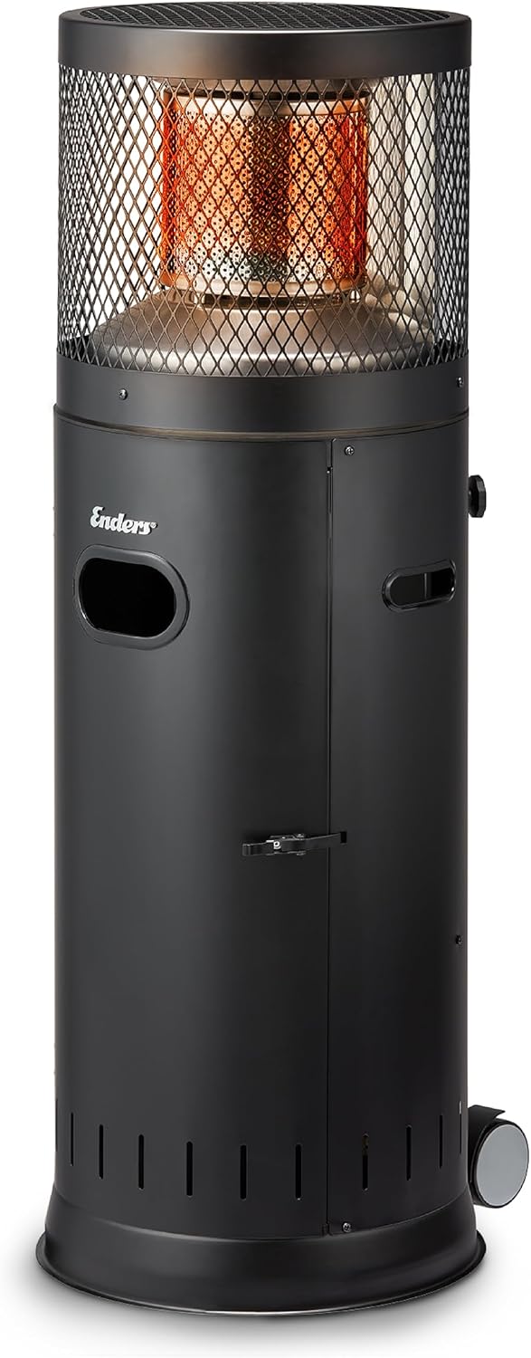 2026 Enders® Terrassenheizer Gas Polo Black 2.0, Gas-Heizstrahler, Terrassenstrahler mit stufenloser Regulierung, ENDUR Reflektionssystem, Transporträder, Umkippsicherung #5464