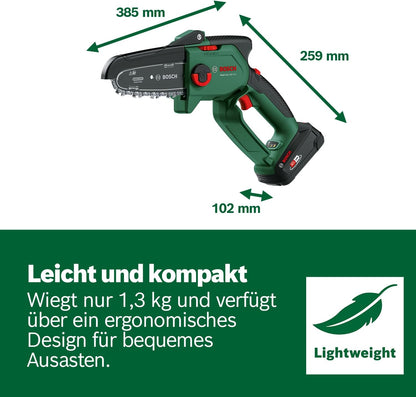 2026 Bosch kompakte Mini Kettensäge EasyChain 18V-15-7 (Zum Schneiden von Holz; 18 Volt System; Kettengeschwindigkeit: 6,95 m/s; ohne Akku)