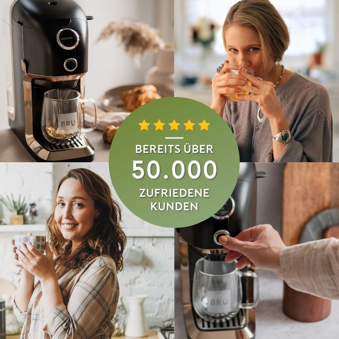 2026 BRU Teeautomat für losen Tee, Kräuter & Teebeutel – Heißwasserspender & Teemaschine in einem, ohne Kapseln, filtriertes Wasser auf Knopfdruck, automatisches Reinigungssystem