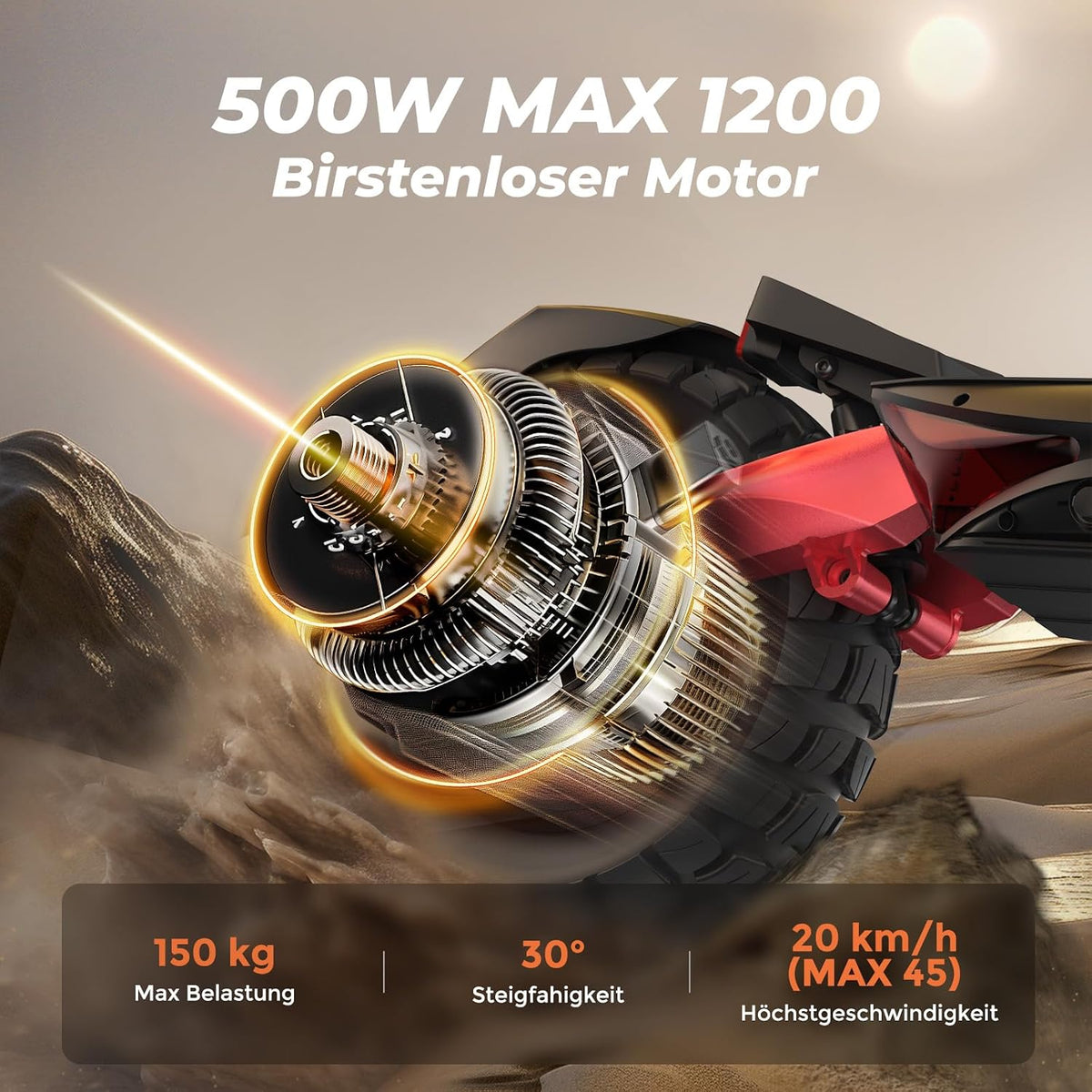 2026 E Scooter mit Straßenzulassung, 10 Zoll Offroad Luftreifen, ABE Elektroroller mit Doppelter Stoßdämpfung