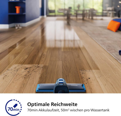 2026 Philips OneUp 5000 Serie Elektrischer Wischmopp - 2X sauberere Böden², 2X schnelleres Wischen, Zwei Feuchtigkeitseinstellungen für Harte & empfindliche Böden, Kabellos mit 360° Drehgelenk (XV5113/01)
