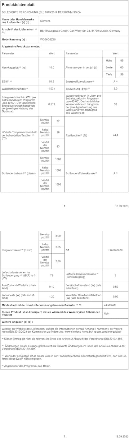 2026 Siemens WM14N223 iQ300 Waschmaschine – Effizientes Waschen für den modernen Haushalt
