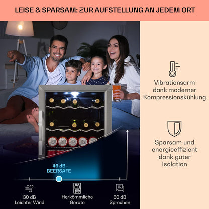 2026 Klarstein Mini Kühlschrank mit Glastür für Zimmer, Getrnkekühlschrank mit Verstellbaren Ablagen, Kleiner 80 Liter, Indoor/Outdoor Kühlschrank Leise