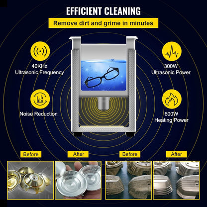 2026 VEVOR 15 L Ultraschallreiniger (600 W Heizung, 360 W Ultraschall) Professioneller digitaler Labor-Ultraschall-Teilereiniger mit Heizungstimer für die Reinigung von Glaszahninstrumenten