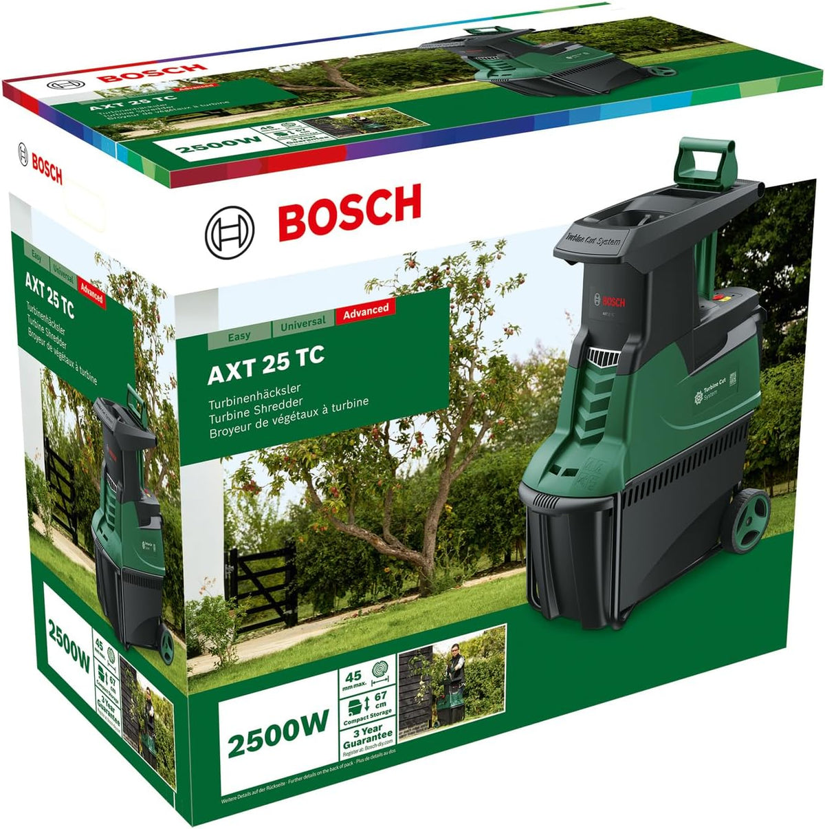 2026 Bosch Turbinenhäcksler AXT 25 TC (2.500 W; geeignet für Holz und harte Gartenabfälle; inklusive Gartenhandschuhe; integrierte Fangbox 53 l; in Karton) – Edition