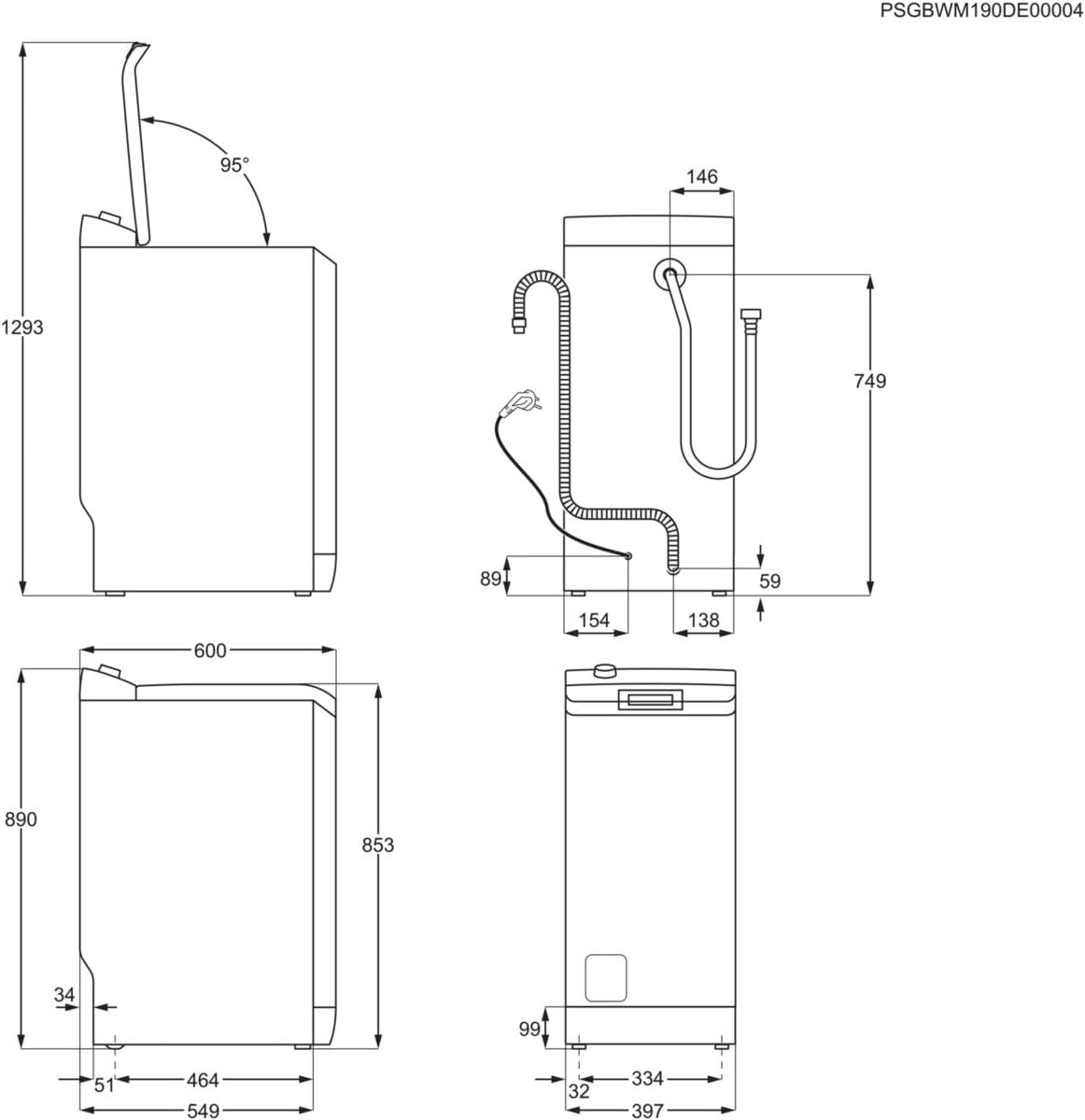 2026 AEG LTR7A71370 Waschmaschine Toplader / Serie 7000 mit ProSteam / ProSteam - Auffrischfunktion / 7,0 kg / Leise / Mengenautomatik / Nachlegefunktion / Wasserstopp / 1300 U/min