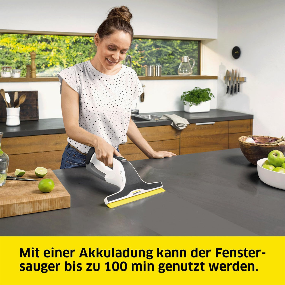 2026 KÄRCHER Akku-Fenstersauger WV 7 Signature Line, Akkulaufzeit: 100 min, LED-Ladezustandsanzeige, 2 Absaugdüsen, Sprühflasche mit 2 Mikrofaserbezügen, Schmutzkratzer, 20 ml Fensterreiniger-Konzentrat