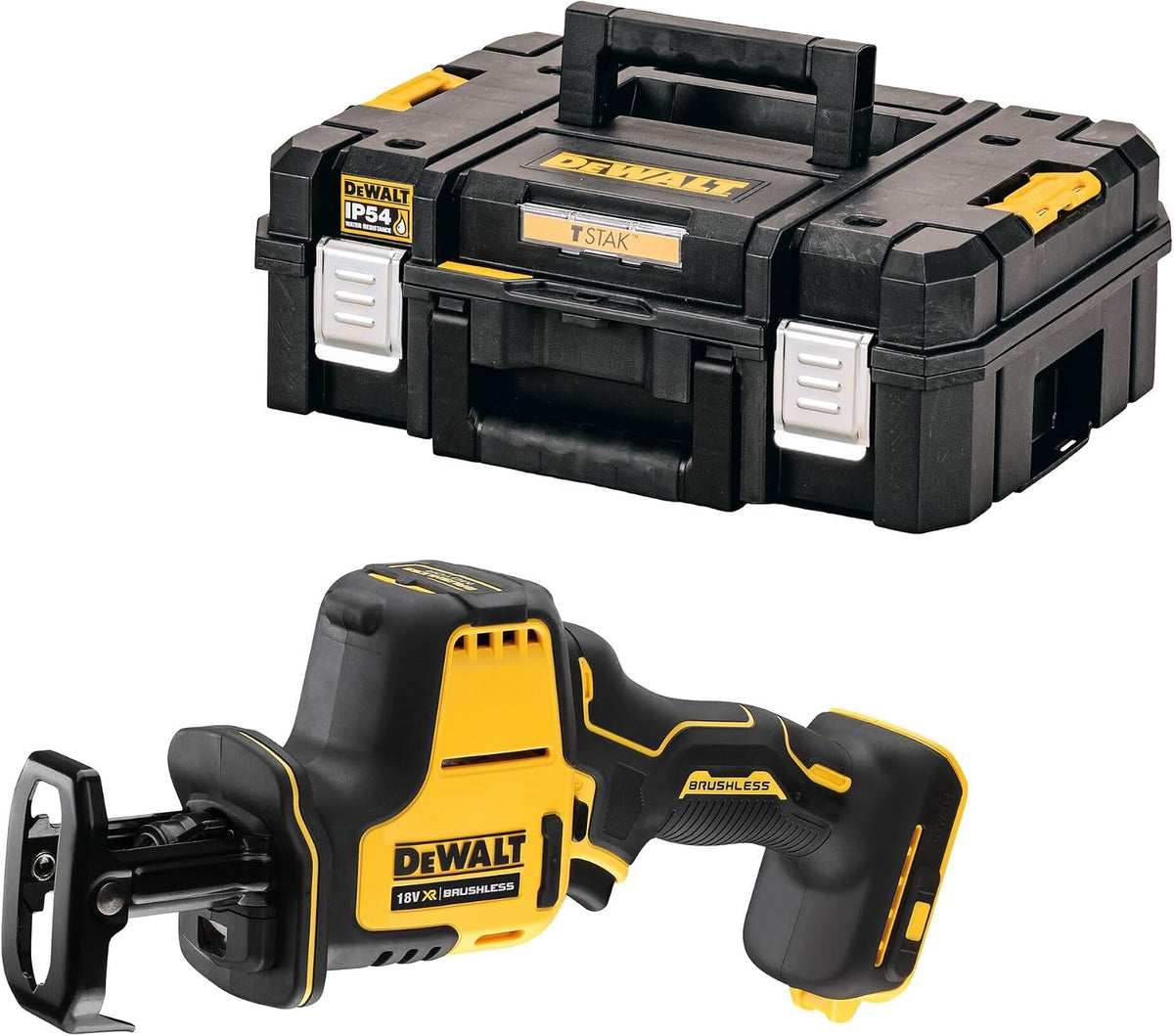 2026 Dewalt 18 Volt Akku Kompakt-Säbelsäge DCS369NT (bürstenloser Motor, elektronische Hubzahlregulierung, werkzeugloser Blattwechsel, mit LED-Licht, inkl. TSTAK-Box II, Lieferung ohne Akku und Ladegerät)