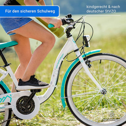 2026 Bergsteiger Atlantis 20, 24 Zoll Kinderfahrrad, geeignet für 6,7, 8, 9, 10, 11 Jahre, StVZO, Shimano Schaltung, Mädchen-Fahrrad mit Dynamo-Licht