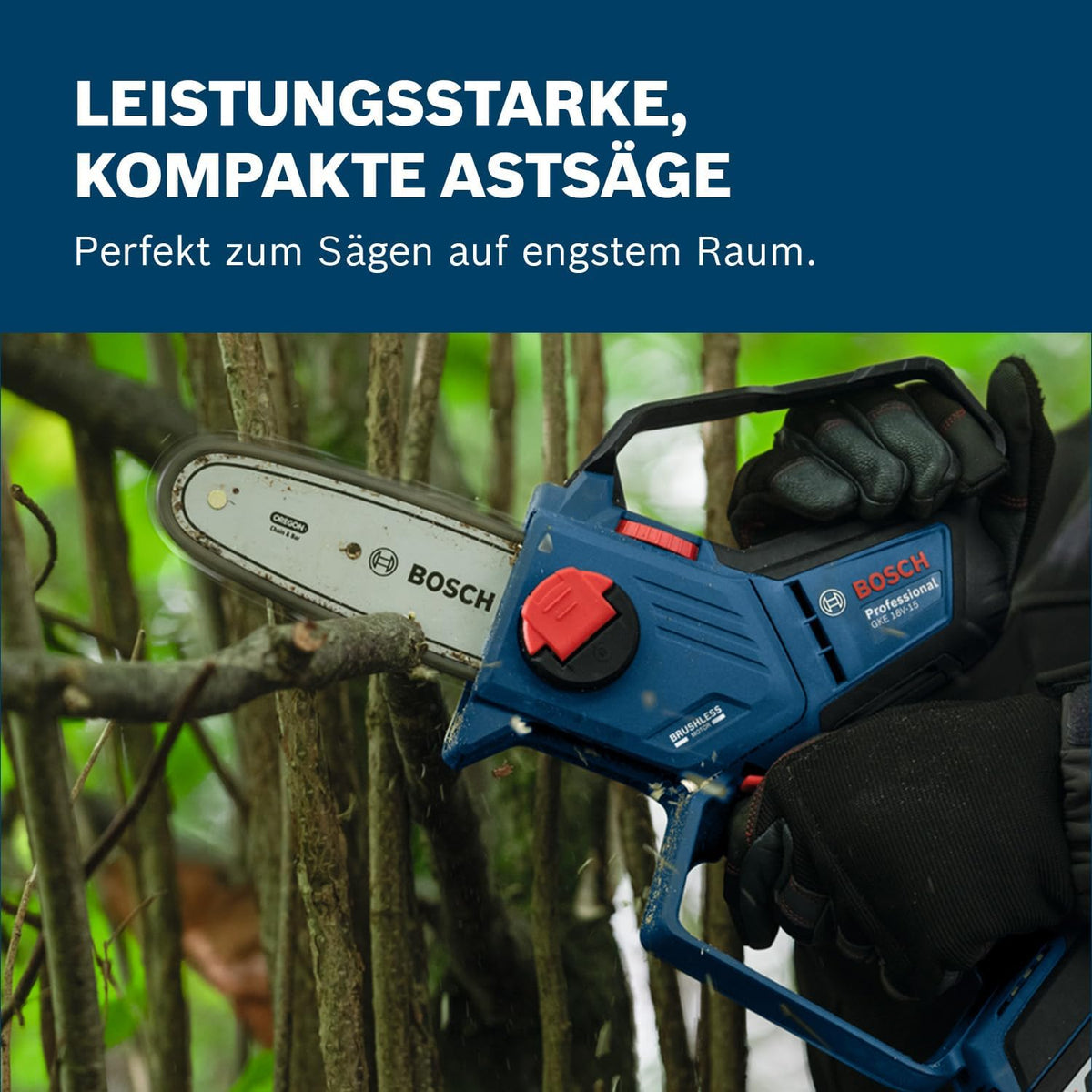 2026 Bosch Professional 18V System Astsäge GKE 18V-15 (bis zu 350 Schnitte pro Akku-Ladung, Schneiden bis 13 cm, bürstenloser Motor, inkl. Schwertschutz 15 cm, ohne Akku)