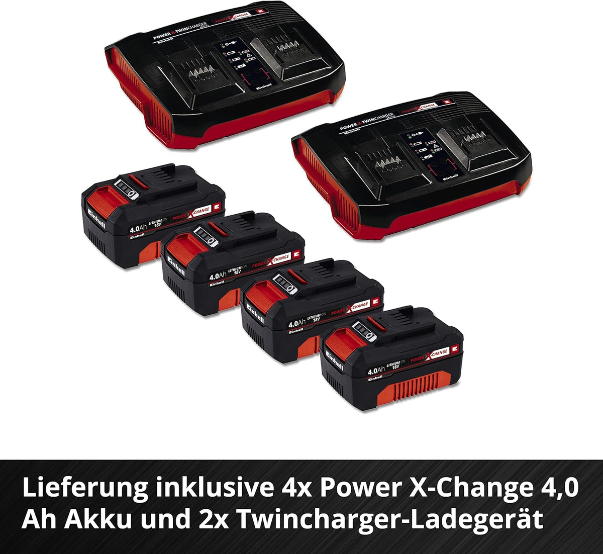 2026 Einhell Akku-Rasenmher GE-CM 36/47 S HW Li Kit Power X-Change (36 V, 47 cm Schnittbreite, bis 700 m, Brushless, Radantrieb, 75 L Fangkorb, inkl. 4x 4,0 Ah + 2x Twincharger)