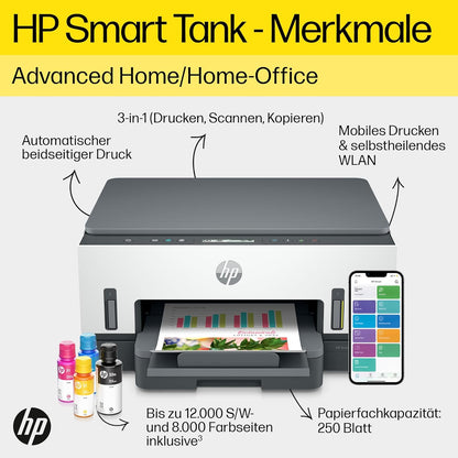 2026 HP Smart Tank 7605 4-in-1 Multifunktionsdrucker (WLAN; Duplex; ADF) – 3 Jahre Tinte inklusive, 3 Jahre Garantie, großer Tintentank, hohe Reichweite, Drucken in hoher Qualität