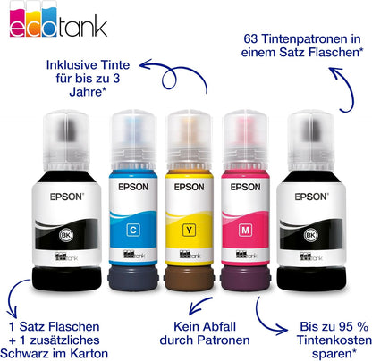 2026 EcoTank ET-4950 Tintentankdrucker | fürs Das Home Office | WLAN & Ethernet | A4 | (Duplex-) Druck, Scannen, Kopieren, Faxen | 6.1 cm Touchscreen | ADF | inkl. Tinte für bis zu 3 Jahre