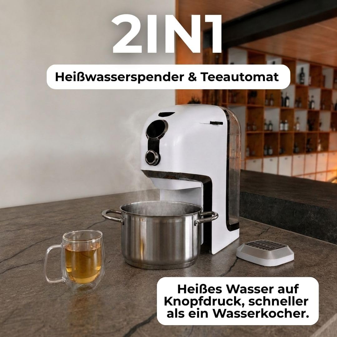 2026 BRU Teeautomat für losen Tee, Kräuter & Teebeutel – Heißwasserspender & Teemaschine in einem, ohne Kapseln, filtriertes Wasser auf Knopfdruck, automatisches Reinigungssystem