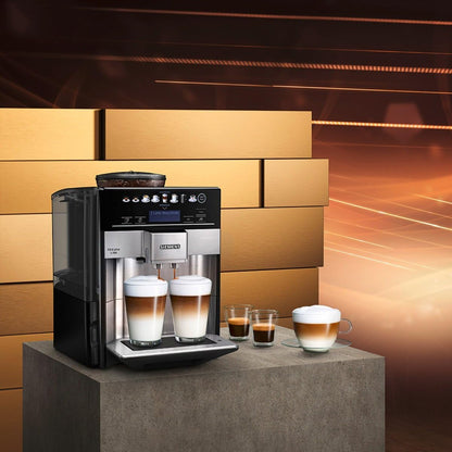 2026 SIEMENS Kaffeevollautomat EQ6 plus s700 TE657503DE, für viele Kaffeespezialitäten, Milch-Aufschäumdüse, Keramikmahlwerk, Doppeltassenfunktion, Antikalk, automatische Dampfreinigung, 1500 W, edelstahl