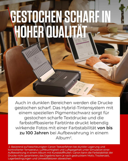 2026 Canon PIXMA TR150 mobiler Drucker mit Akku (WLAN, Cloud, AirPrint, 4.800 DPI x 1.200 DPI, Highspeed USB Typ C, OLED-Display, Tintenstrahldrucker), schwarz